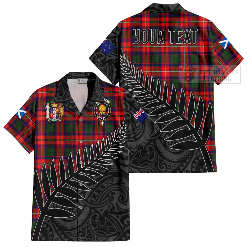 Tartan Vibes Clothing Wauchope Crest Tartan Short Sleeve Button Shirt with New Zealand Silver Fern Half Style