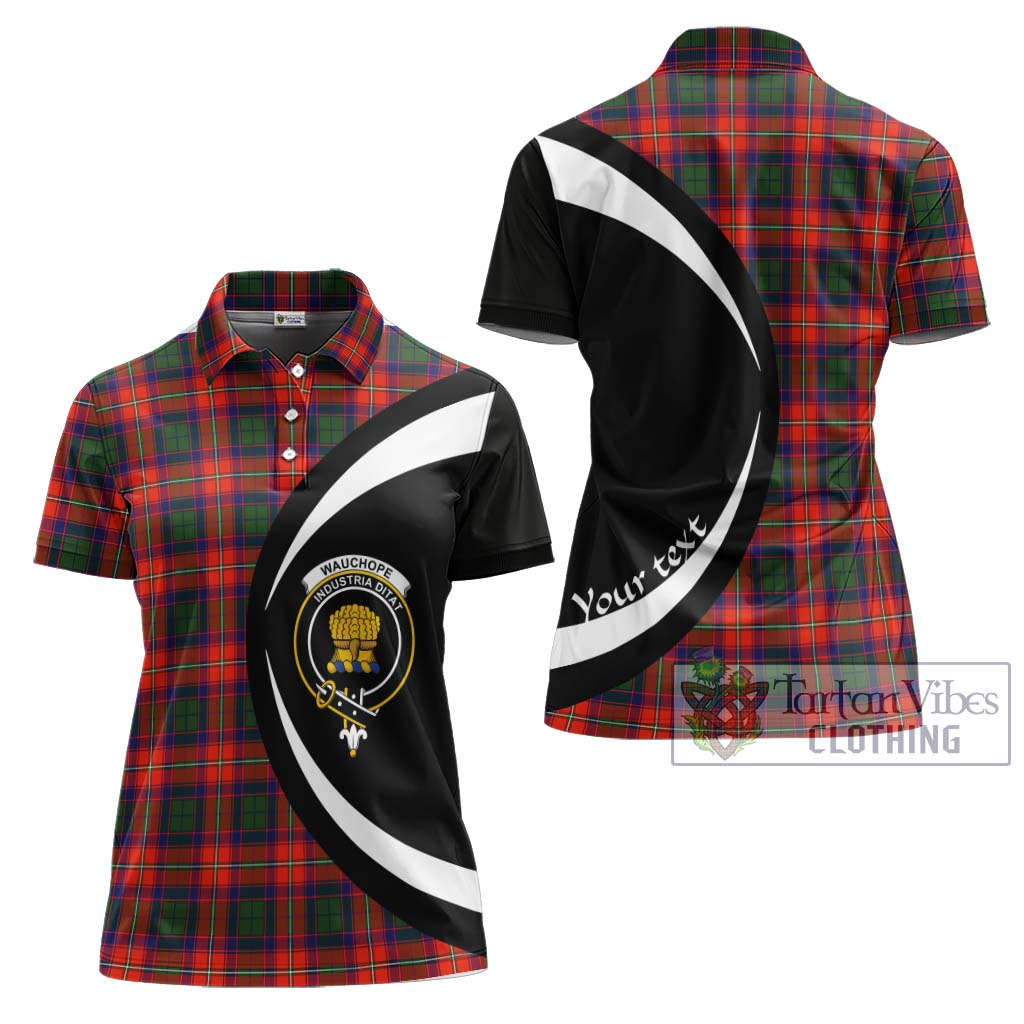 Tartan Vibes Clothing Wauchope Tartan Women's Polo Shirt with Family Crest Circle Style