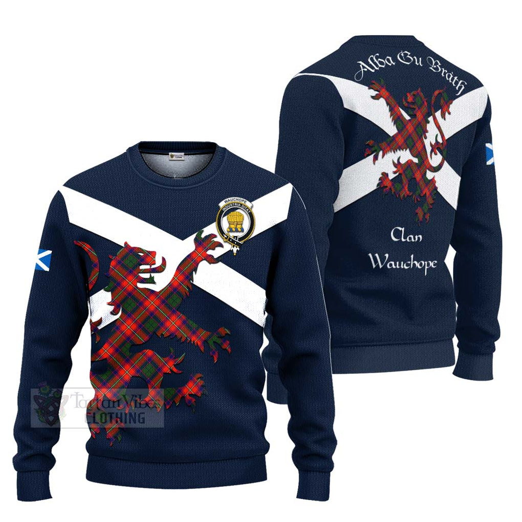 Tartan Vibes Clothing Wauchope Tartan Lion Rampant Knitted Sweater – Proudly Display Your Heritage with Alba Gu Brath and Clan Name