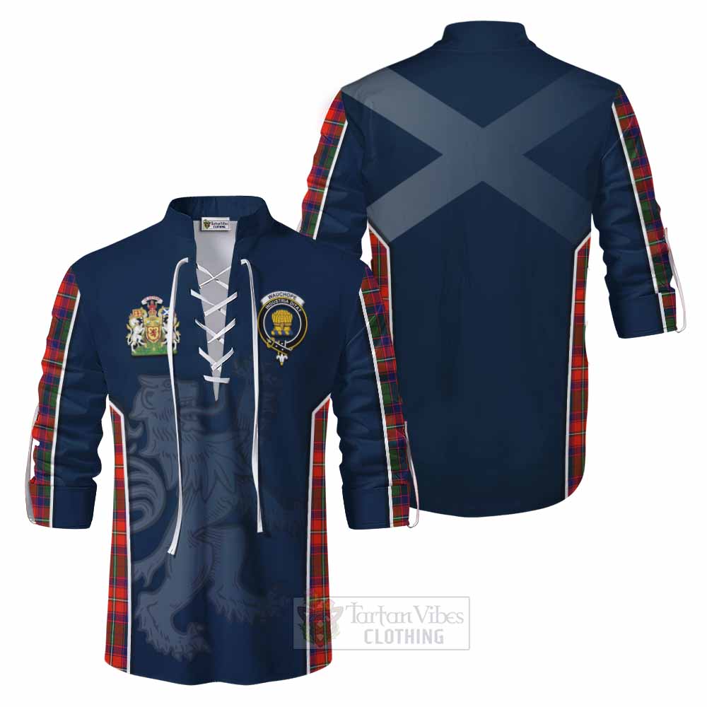 Tartan Vibes Clothing Wauchope Tartan Ghillie Kilt Shirt with Family Crest and Lion Rampant Vibes Sport Style