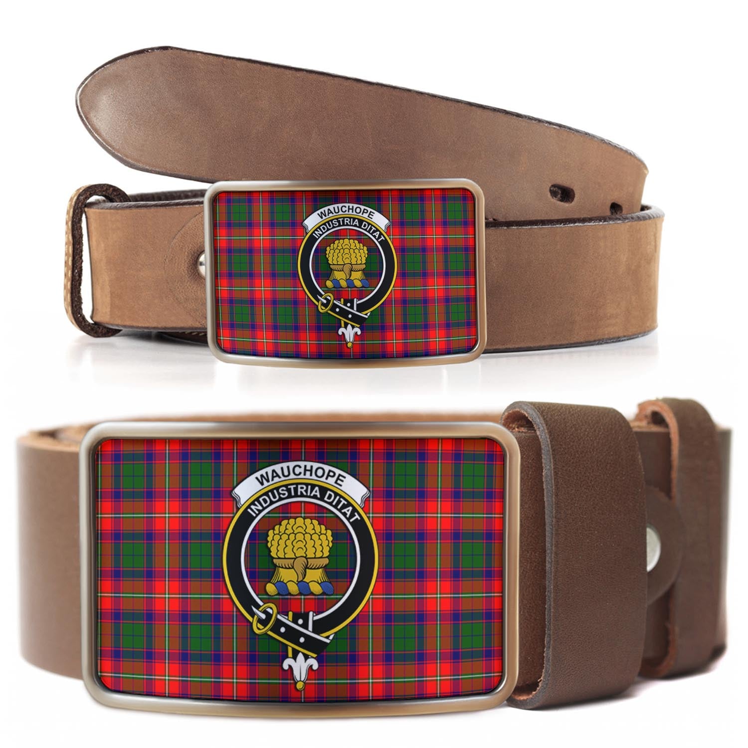 Wauchope Tartan Belt Buckles with Family Crest - Tartanvibesclothing Shop