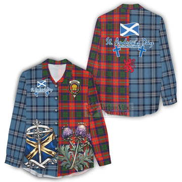 Wauchope Tartan Women's Casual Shirt Happy St. Andrew's Day Half Tartan Style