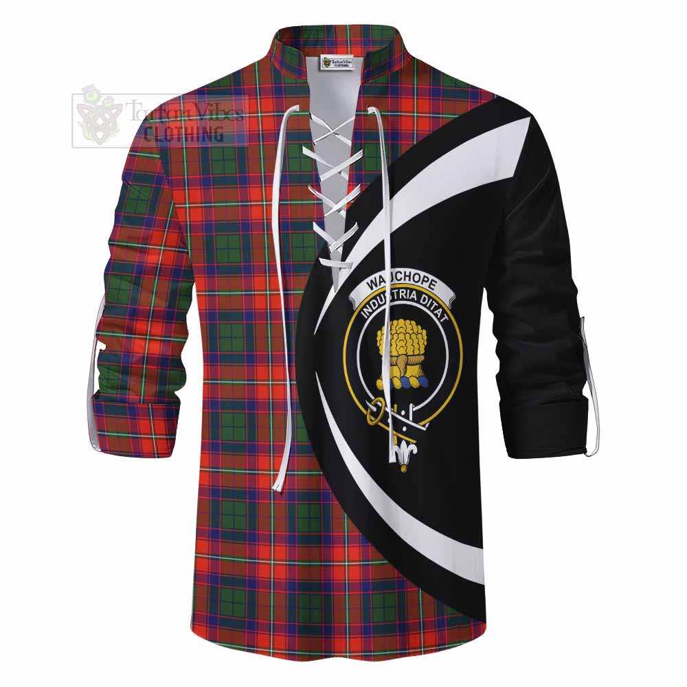 Tartan Vibes Clothing Wauchope Tartan Ghillie Kilt Shirt with Family Crest Circle Style