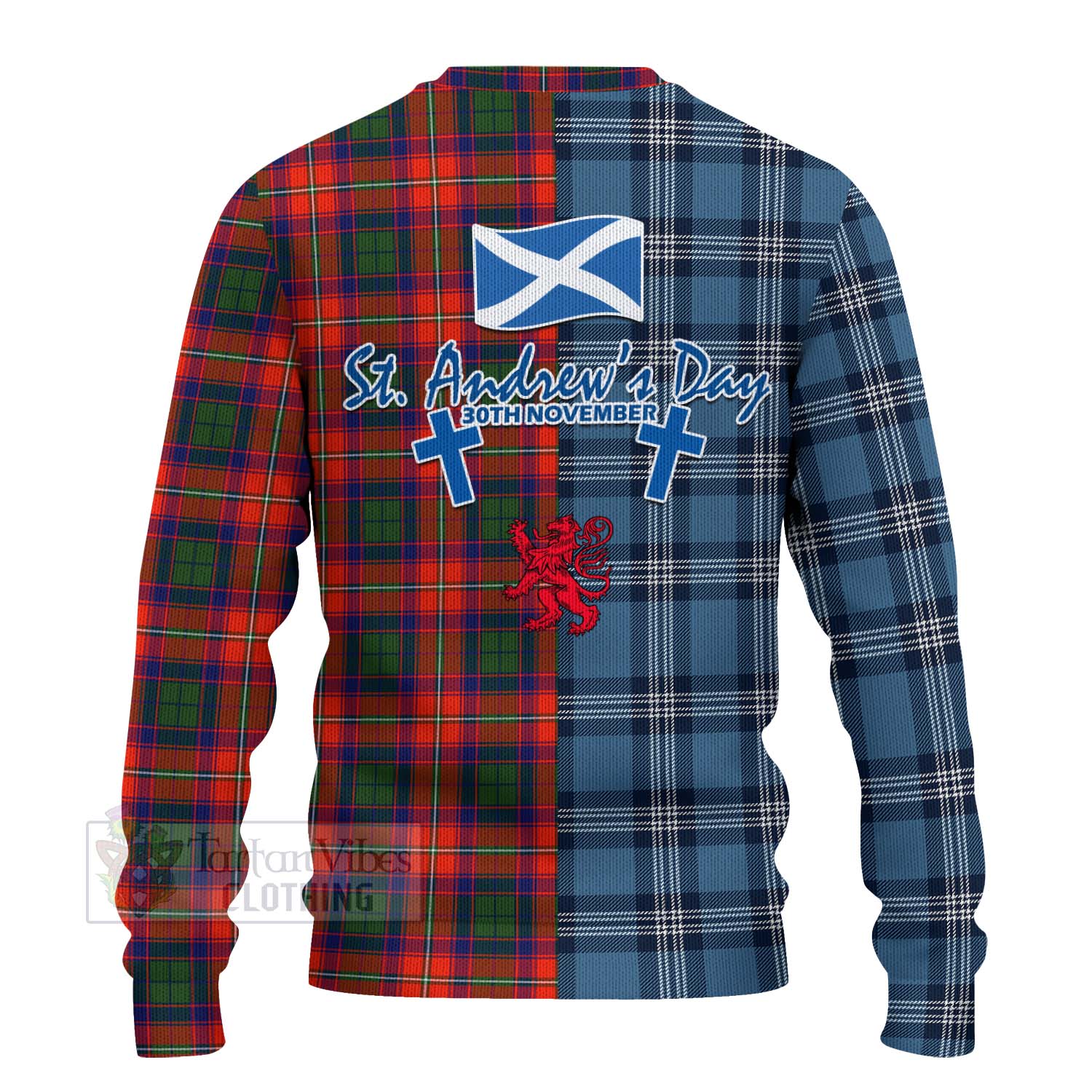 Tartan Vibes Clothing Wauchope Tartan Knitted Sweater Happy St. Andrew's Day Half Tartan Style