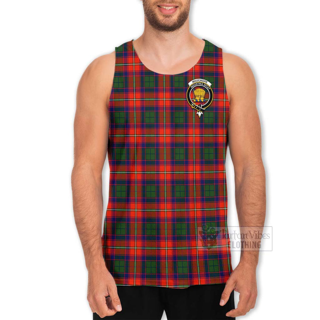 Tartan Vibes Clothing Wauchope Tartan Men's Tank Top with Family Crest Celtic Skull Style