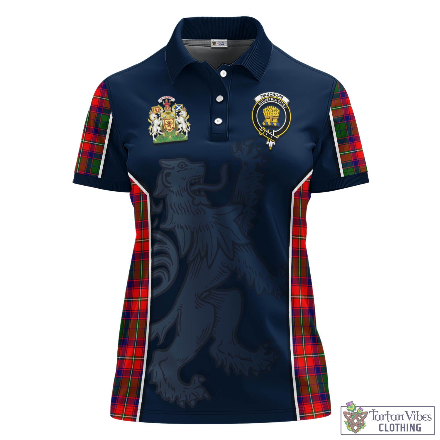 Tartan Vibes Clothing Wauchope Tartan Women's Polo Shirt with Family Crest and Lion Rampant Vibes Sport Style