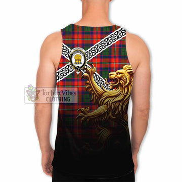 Wauchope Crest Tartan Men's Tank Top with Golden Lion Emblem Celtic Style - Tartan Vibes Clothing