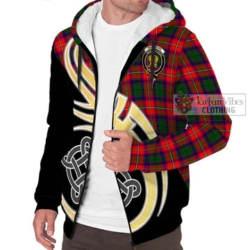 Wauchope Tartan Sherpa Hoodie with Family Crest and Celtic Symbol Style