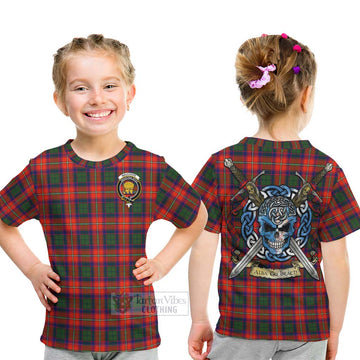 Wauchope Tartan Kid T-Shirt with Family Crest Celtic Skull Style