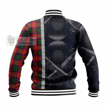Wauchope Tartan Baseball Jacket with Family Crest Cross Sword Thistle Celtic Vibes - Tartan Vibes Clothing