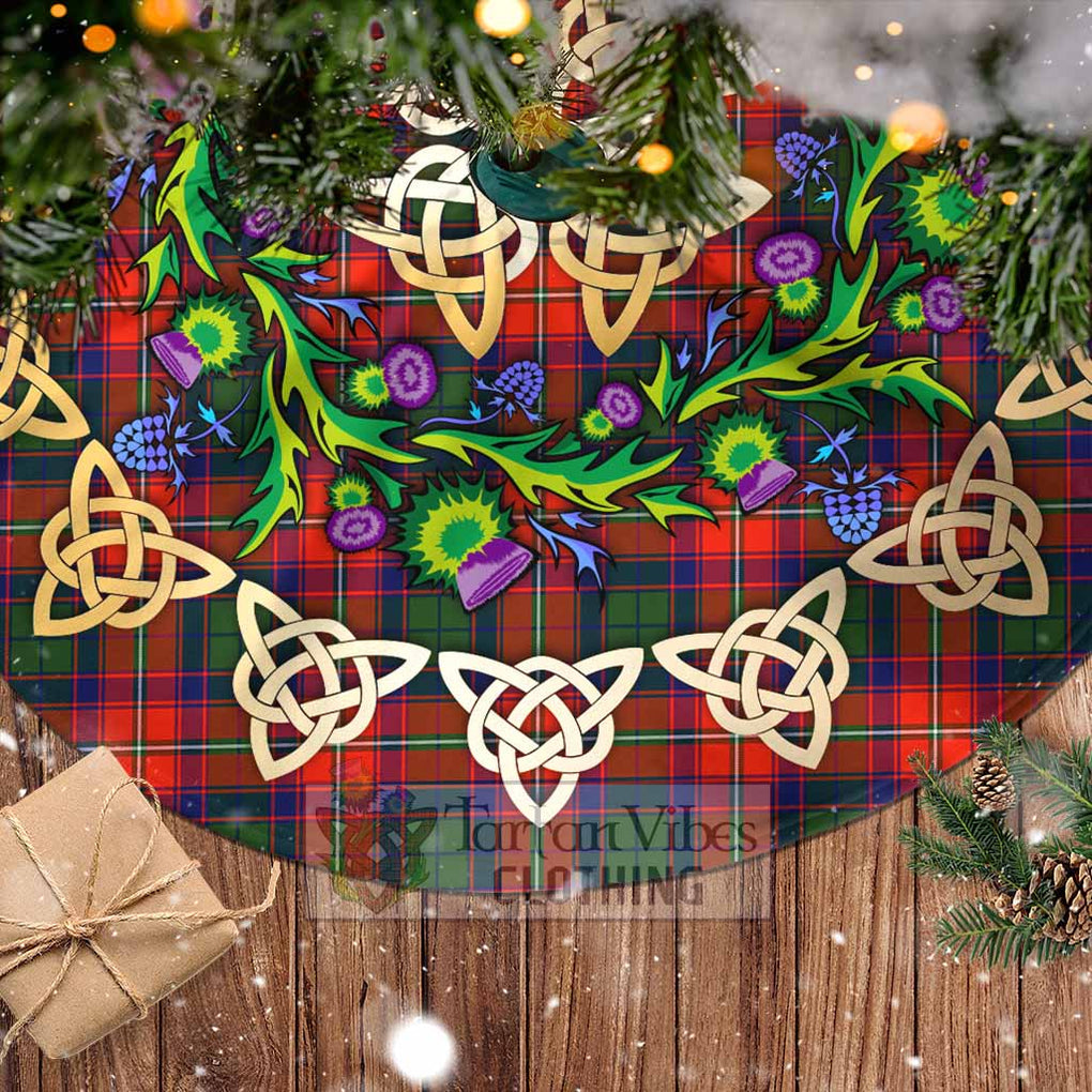 Tartan Vibes Clothing Wauchope Tartan Christmas Tree Skirt with Thistle Celtic Knot Style