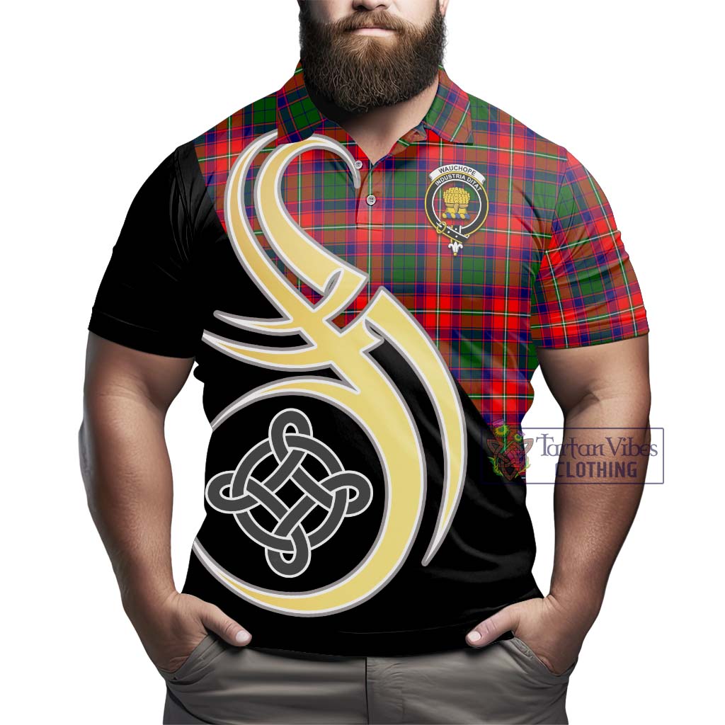 Tartan Vibes Clothing Wauchope Tartan Polo Shirt with Family Crest and Celtic Symbol Style