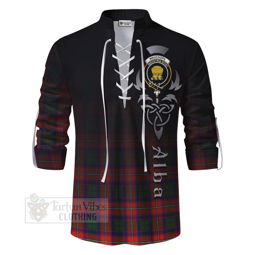 Tartan Vibes Clothing Wauchope Tartan Ghillie Kilt Shirt Featuring Alba Gu Brath Family Crest Celtic Inspired