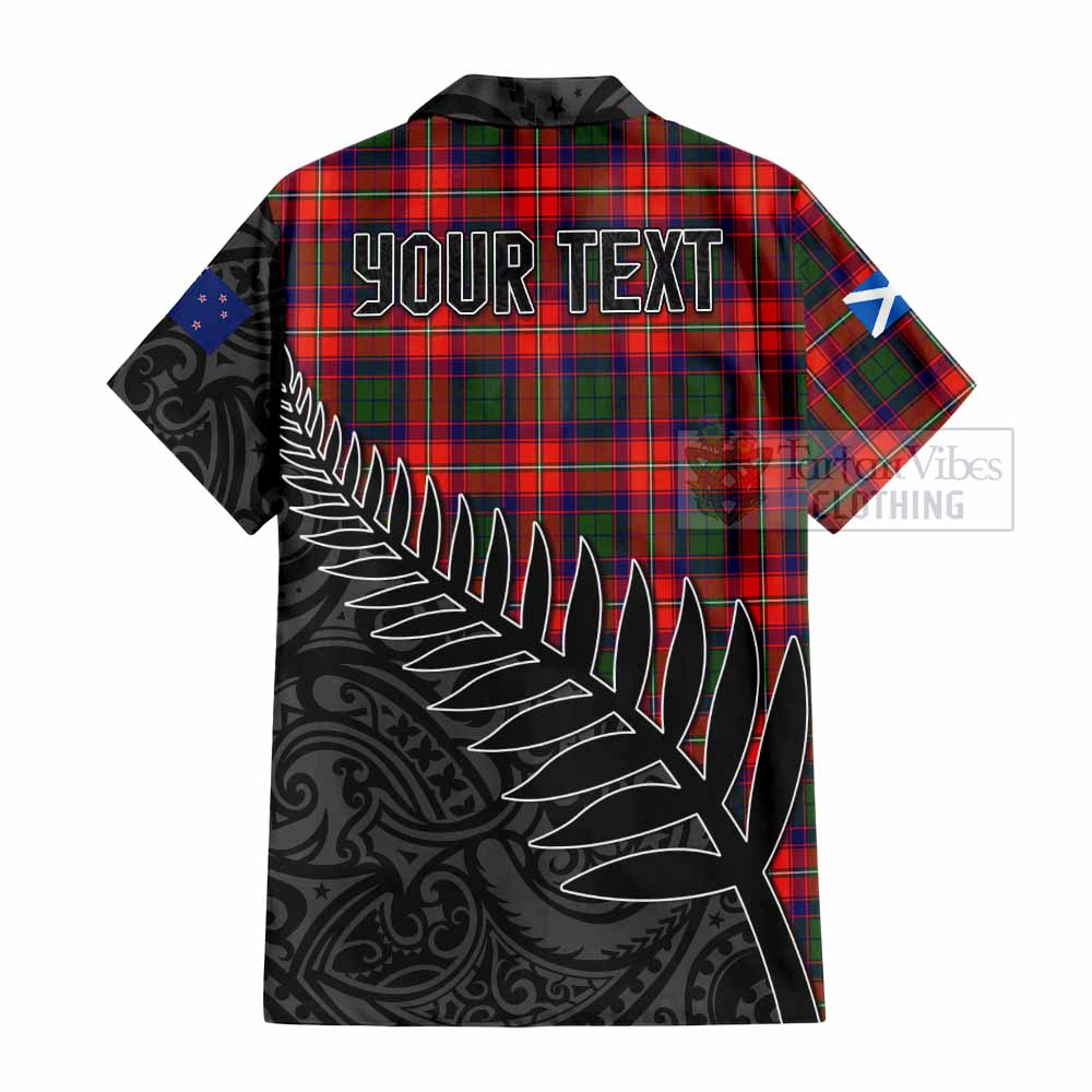 Tartan Vibes Clothing Wauchope Crest Tartan Short Sleeve Button Shirt with New Zealand Silver Fern Half Style