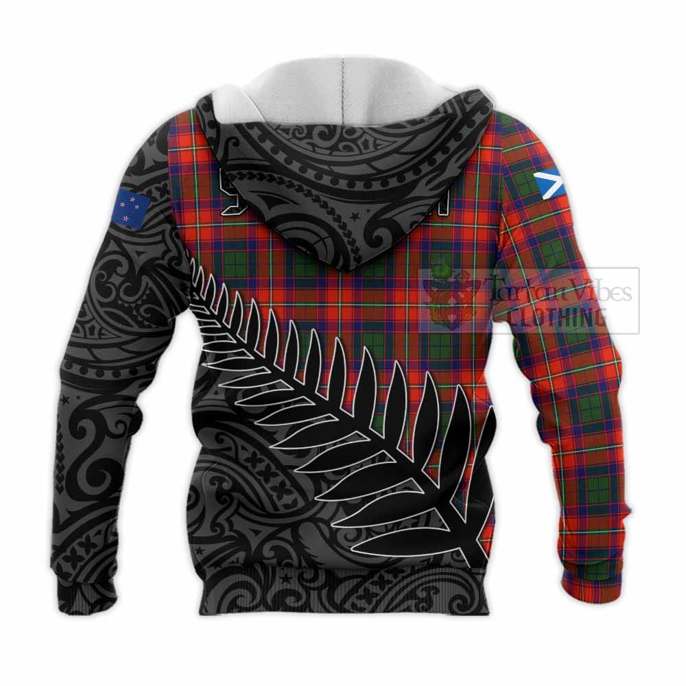 Tartan Vibes Clothing Wauchope Crest Tartan Knitted Hoodie with New Zealand Silver Fern Half Style