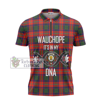 Wauchope Tartan Zipper Polo Shirt with Family Crest DNA In Me Style