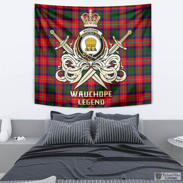 Wauchope Tartan Tapestry with Clan Crest and the Golden Sword of Courageous Legacy