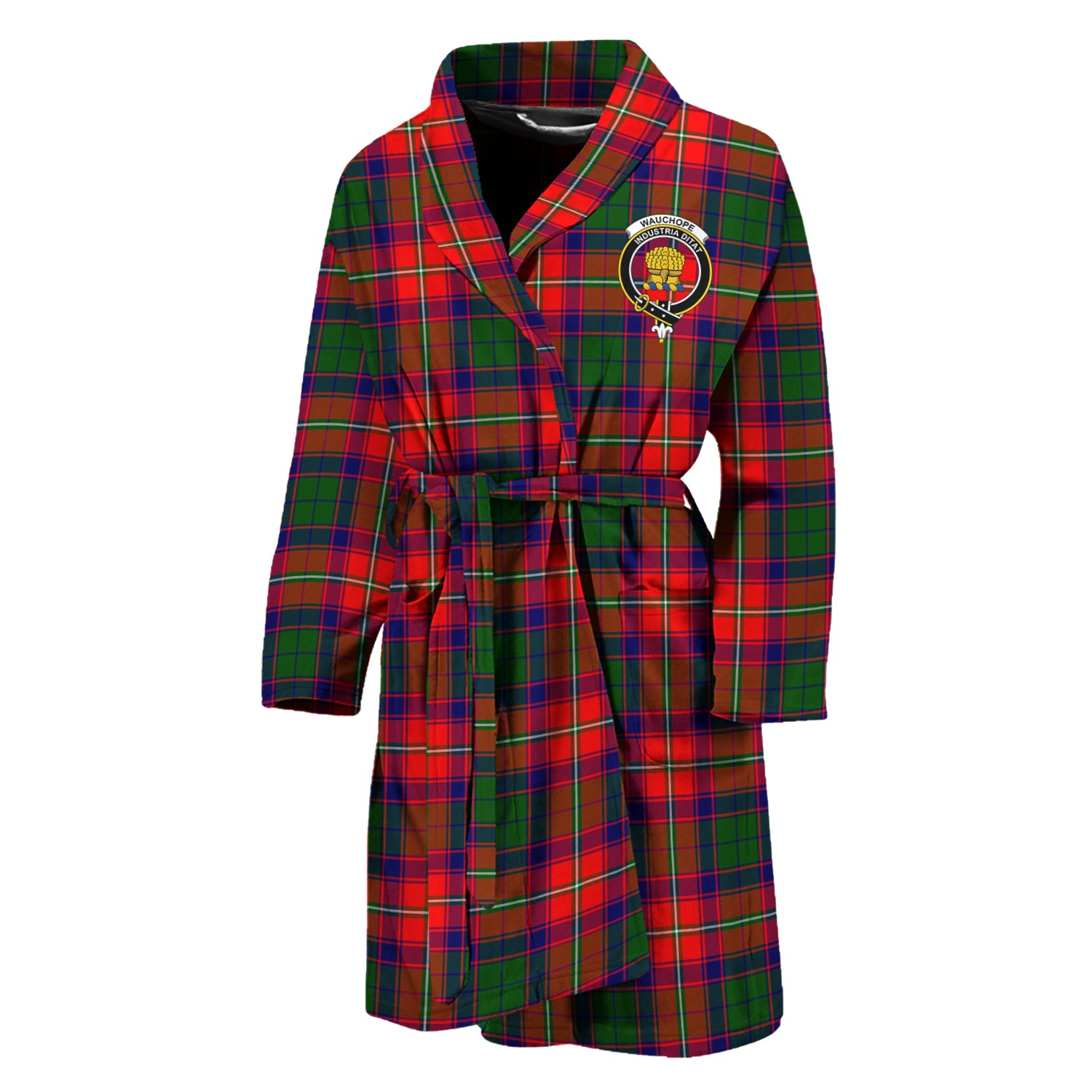 Wauchope Tartan Bathrobe with Family Crest Unisex M - Tartan Vibes Clothing