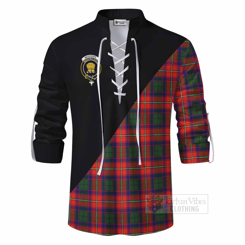 Tartan Vibes Clothing Wauchope Tartan Ghillie Kilt Shirt with Family Crest and Military Logo Style