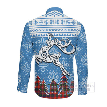 Wauchope Clan Christmas Long Sleeve Button Shirt Celtic Reindeer Style