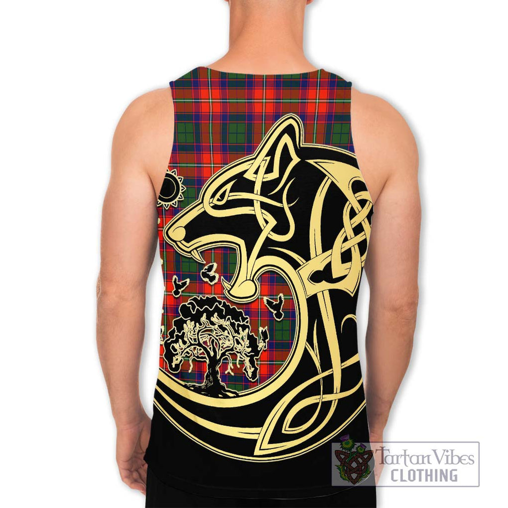 Wauchope Tartan Men's Tank Top with Family Crest Celtic Wolf Style - Tartan Vibes Clothing