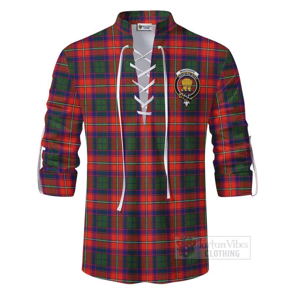 Tartan Vibes Clothing Wauchope Tartan Ghillie Kilt Shirt with Family Crest DNA In Me Style