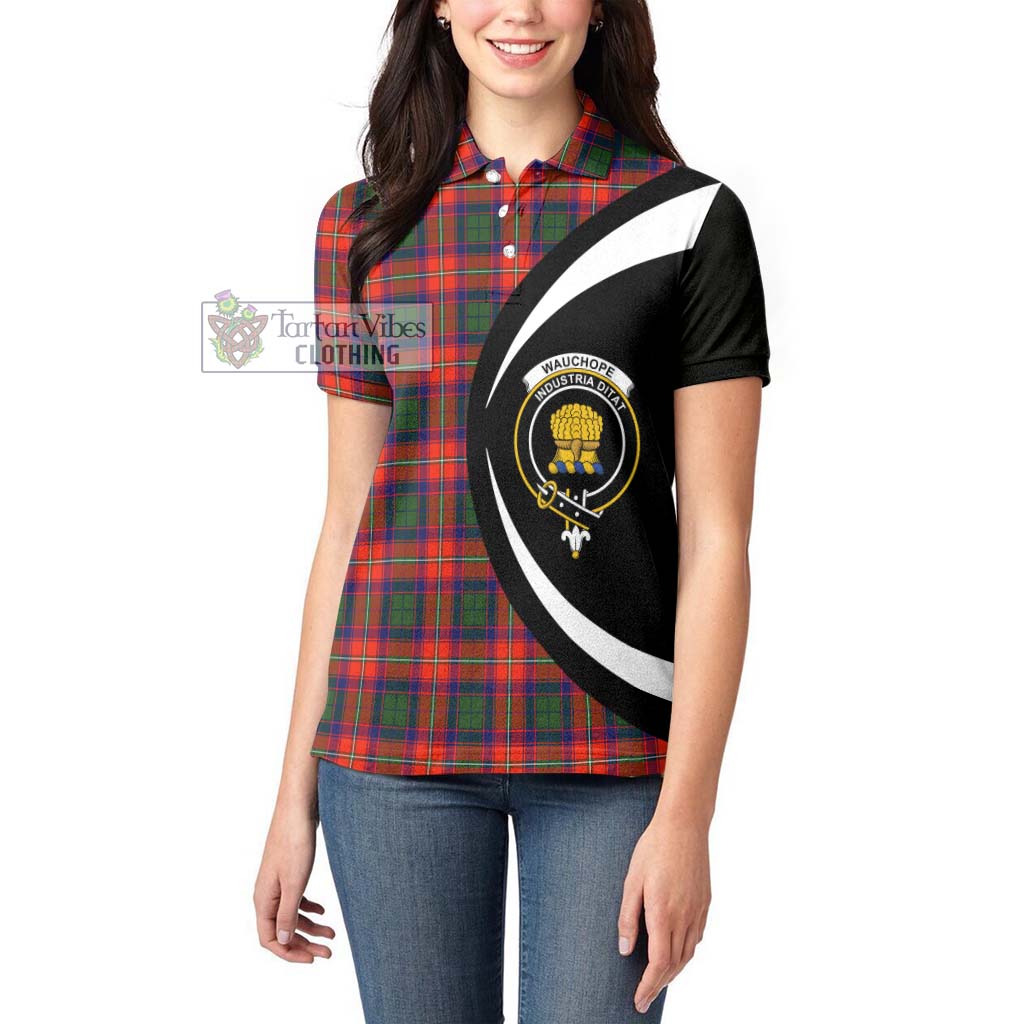 Tartan Vibes Clothing Wauchope Tartan Women's Polo Shirt with Family Crest Circle Style