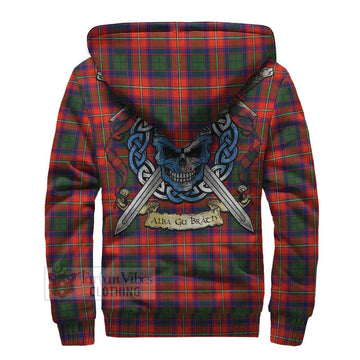 Wauchope Tartan Sherpa Hoodie with Family Crest Celtic Skull Style