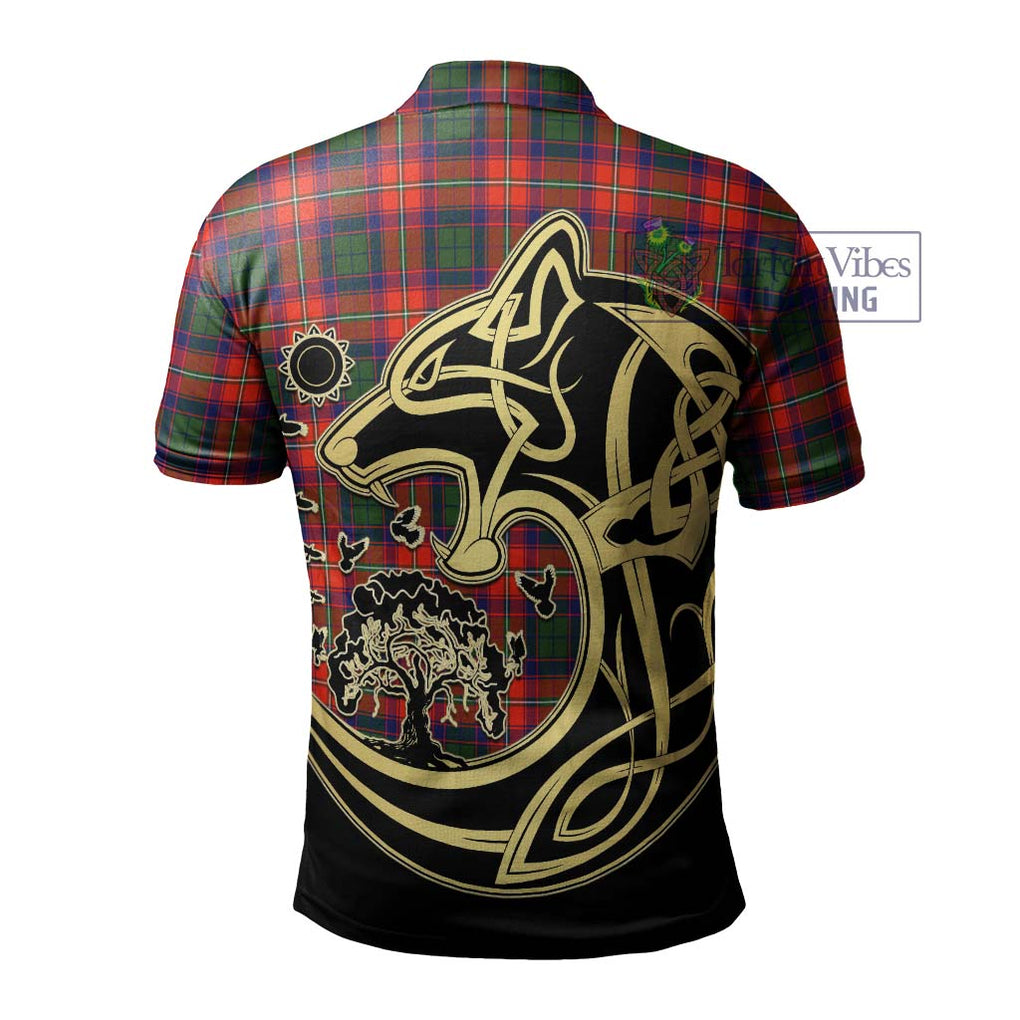 Wauchope Tartan Polo Shirt with Family Crest Celtic Wolf Style - Tartanvibesclothing Shop