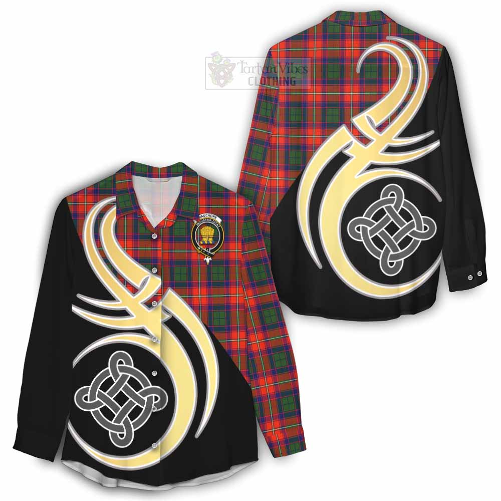 Tartan Vibes Clothing Wauchope Tartan Women's Casual Shirt with Family Crest and Celtic Symbol Style