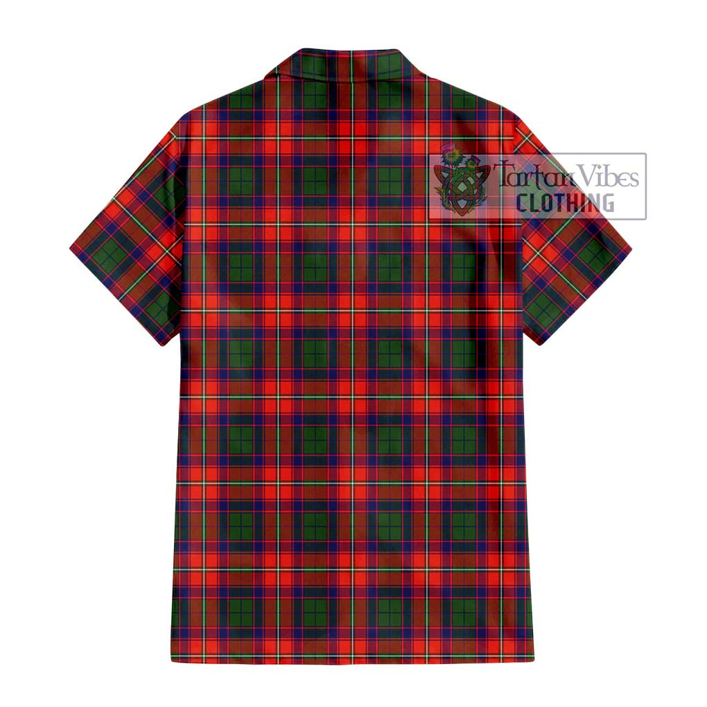 Wauchope Tartan Short Sleeve Button Shirt with Family Crest DNA In Me Style - Tartanvibesclothing Shop