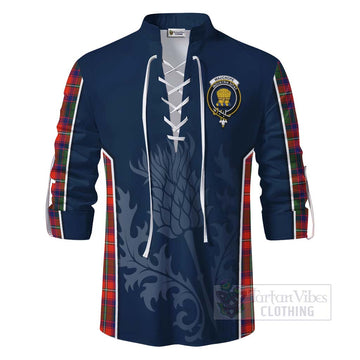 Wauchope Tartan Ghillie Kilt Shirt with Family Crest and Scottish Thistle Vibes Sport Style