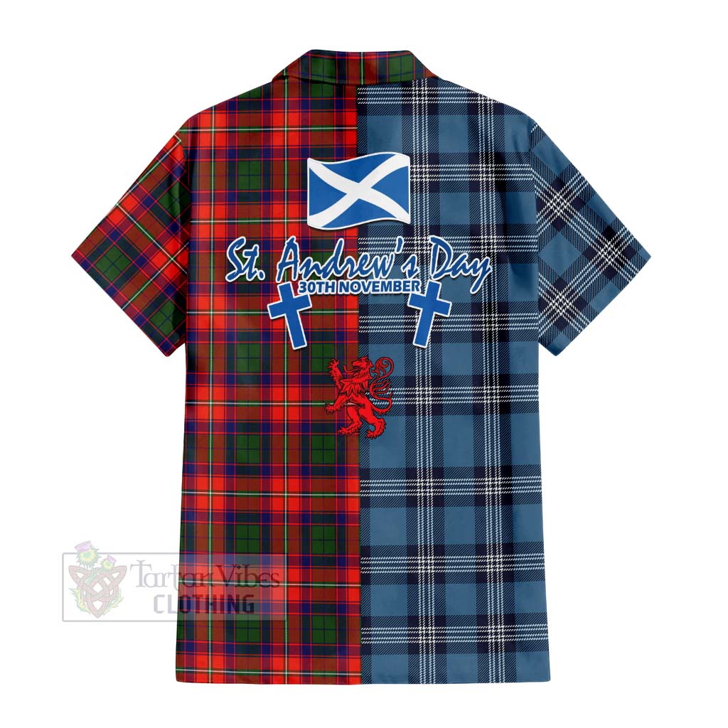 Tartan Vibes Clothing Wauchope Tartan Short Sleeve Button Shirt Happy St. Andrew's Day Half Tartan Style