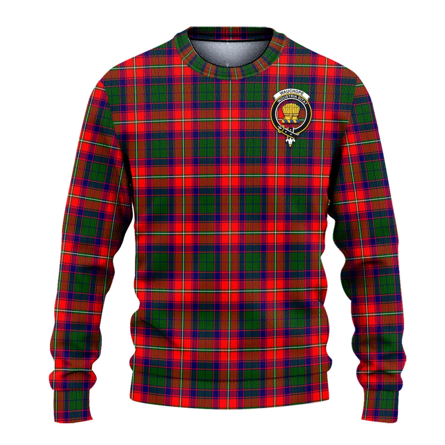 Wauchope Tartan Knitted Sweater with Family Crest - Tartanvibesclothing