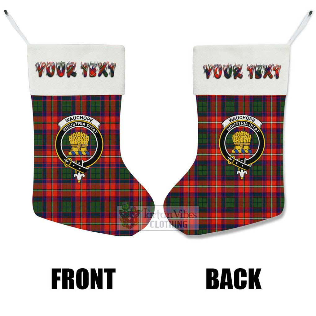 Tartan Vibes Clothing Wauchope Tartan Family Crest Christmas Stocking with Personalized Text