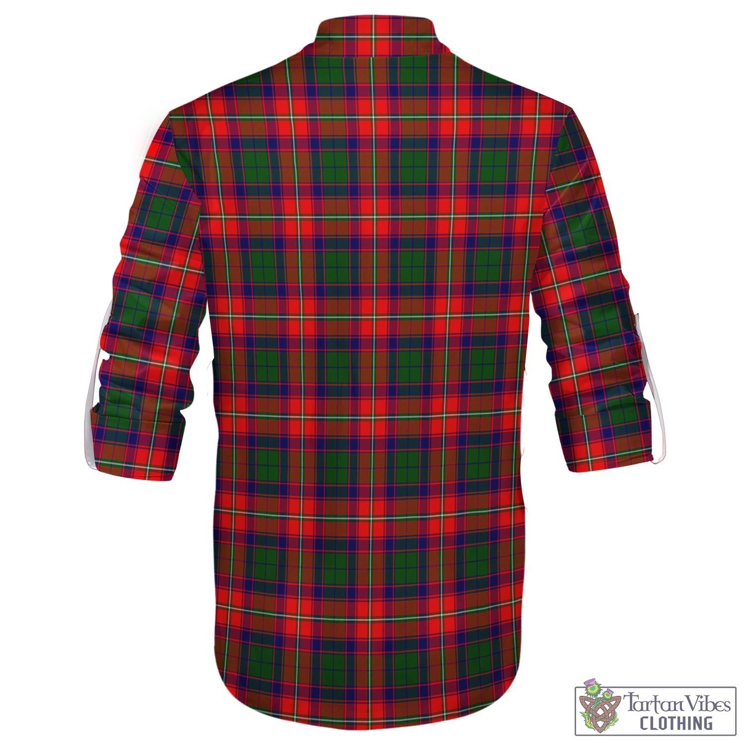 Tartan Vibes Clothing Wauchope Tartan Men's Scottish Traditional Jacobite Ghillie Kilt Shirt with Family Crest