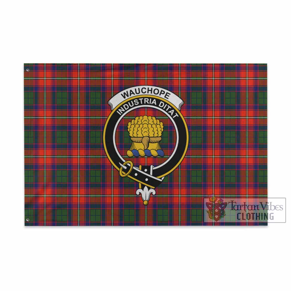 Tartan Vibes Clothing Wauchope Tartan House Flag with Family Crest