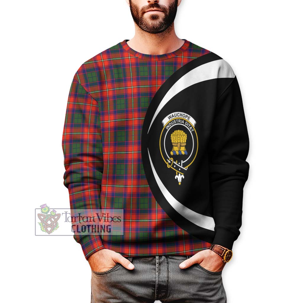 Wauchope Tartan Sweatshirt with Family Crest Circle Style - Tartan Vibes Clothing