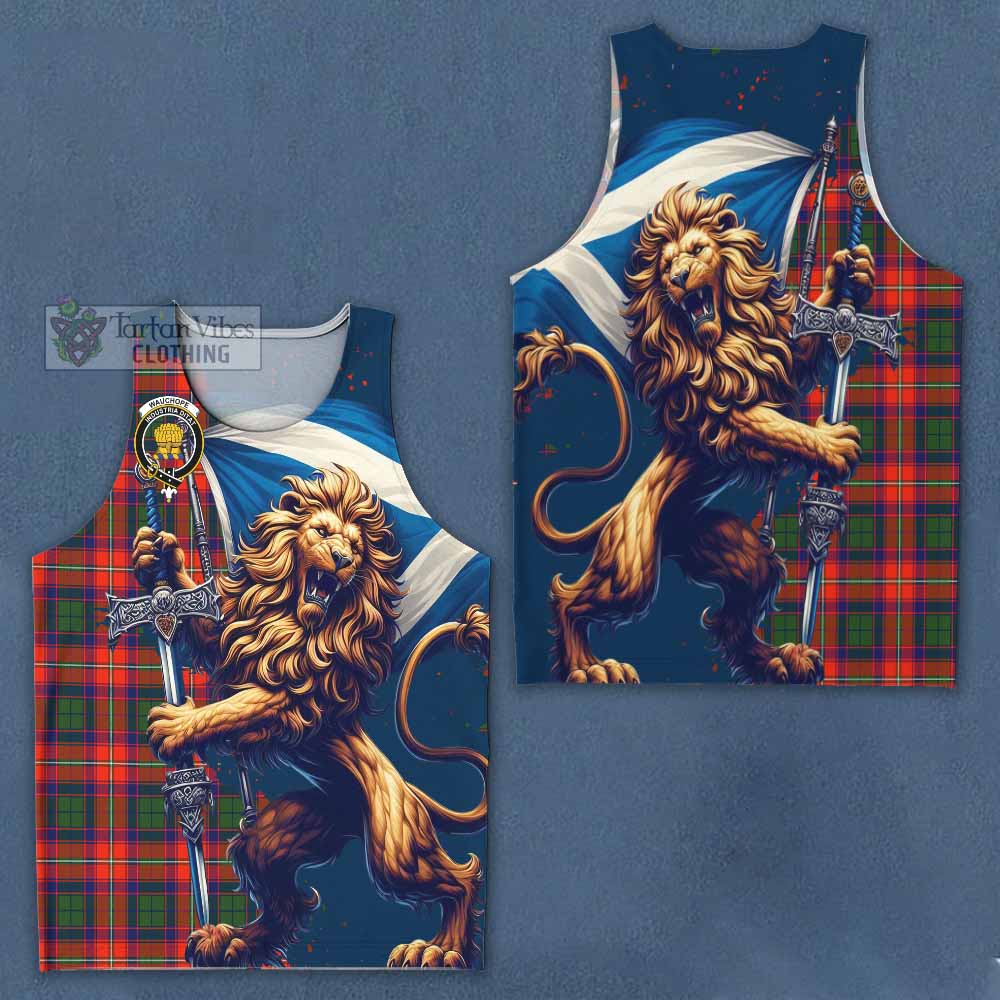 Tartan Vibes Clothing Wauchope Tartan Family Crest Men's Tank Top with Scottish Majestic Lion