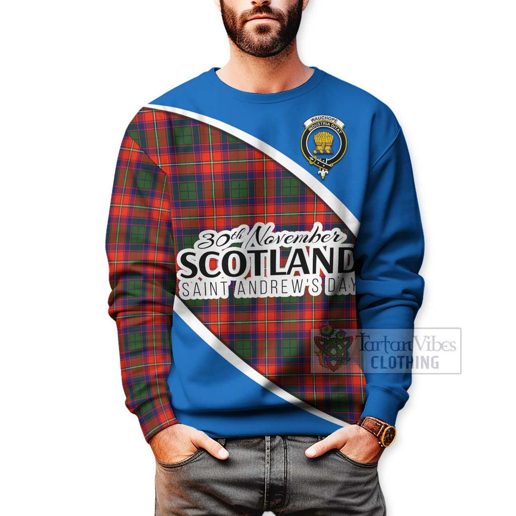 Tartan Vibes Clothing Wauchope Family Crest Tartan Sweatshirt Celebrate Saint Andrew's Day in Style