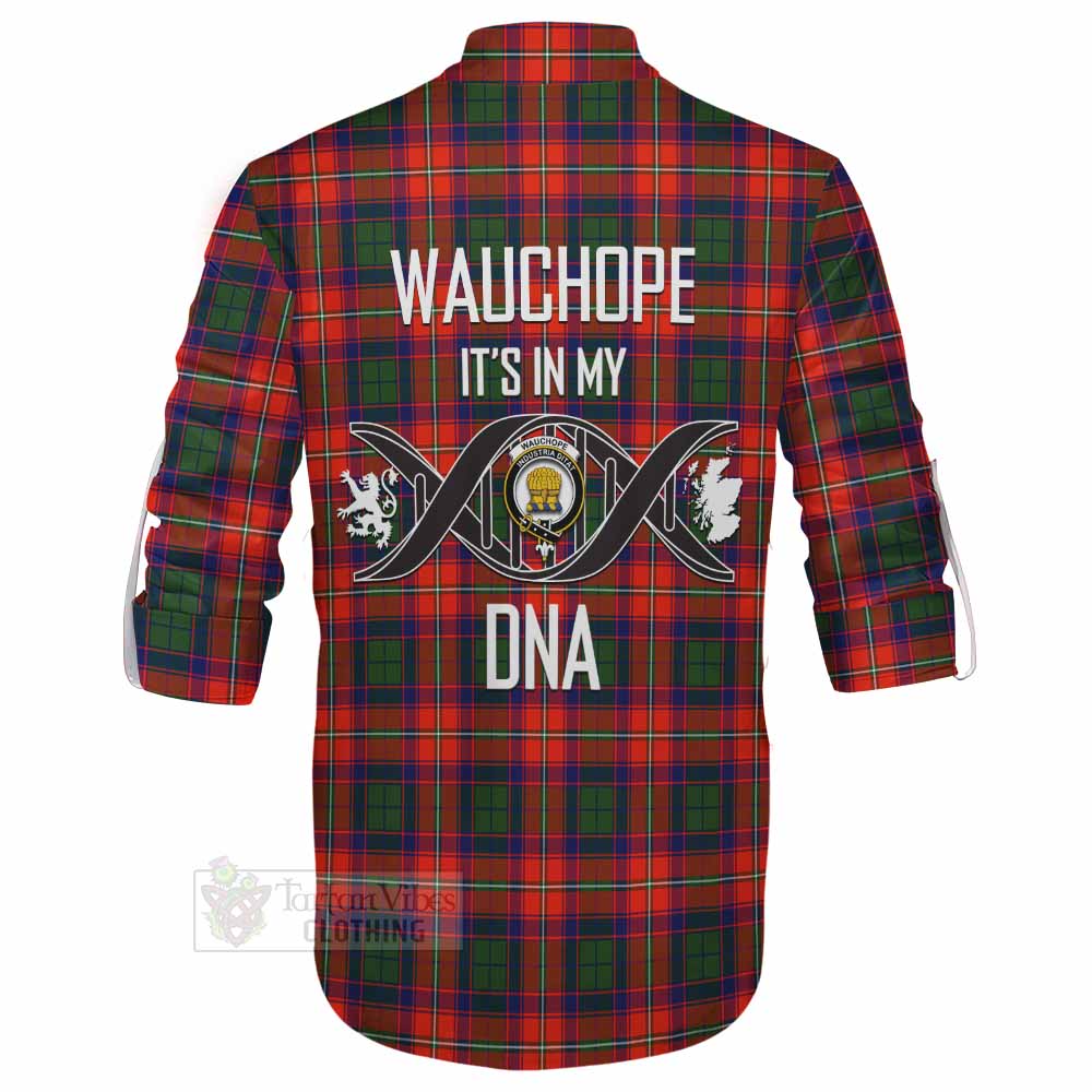 Tartan Vibes Clothing Wauchope Tartan Ghillie Kilt Shirt with Family Crest DNA In Me Style