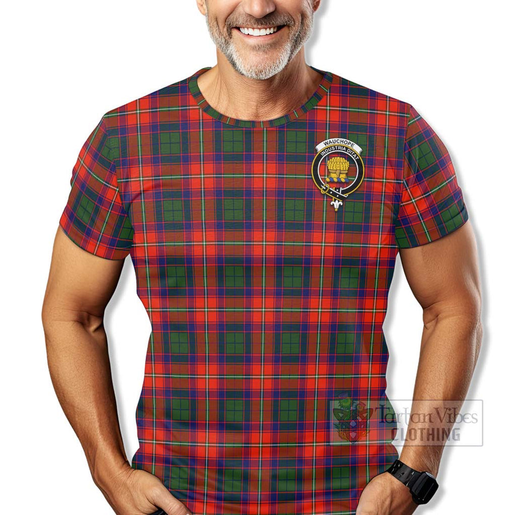 Tartan Vibes Clothing Wauchope Tartan T-Shirt with Family Crest Celtic Skull Style