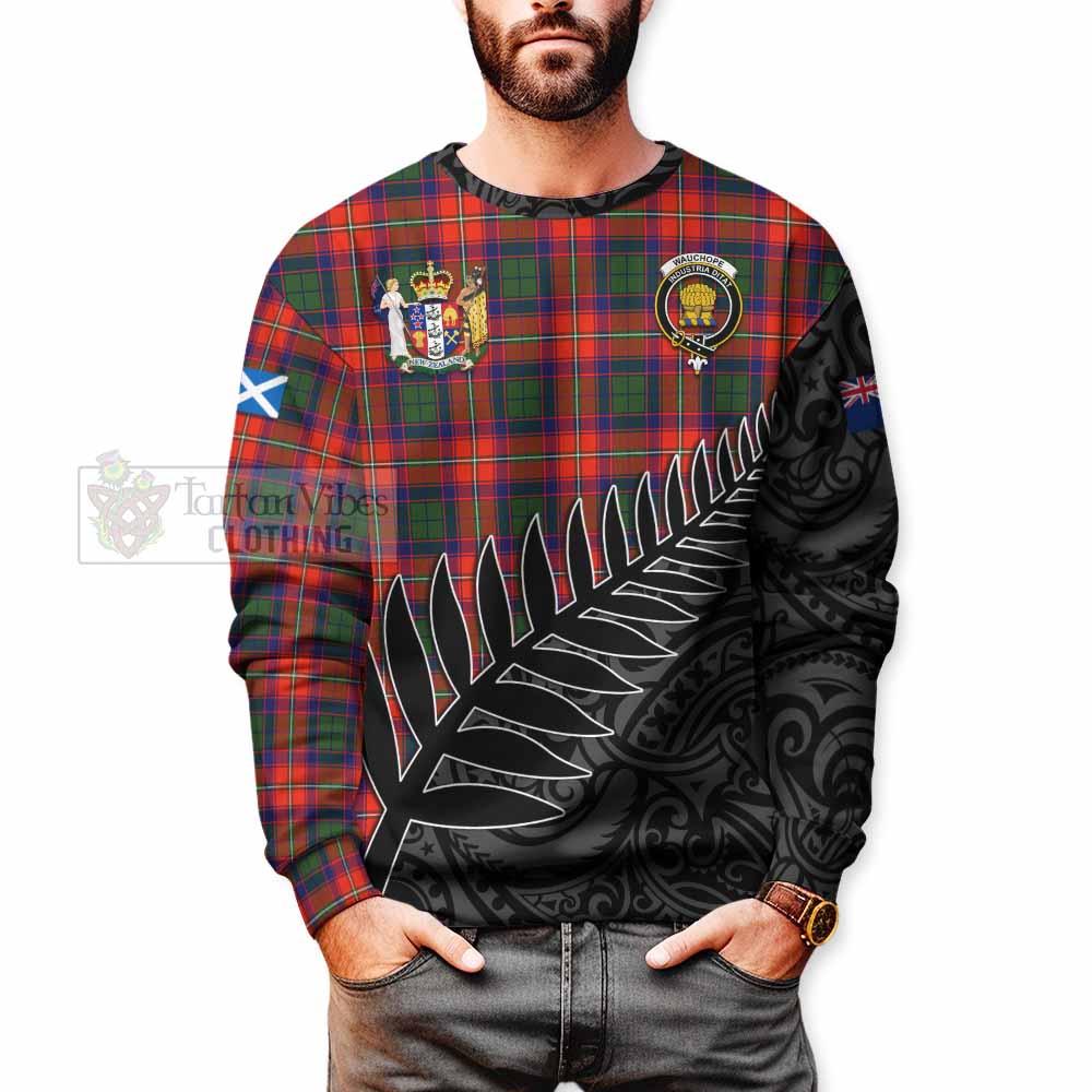 Tartan Vibes Clothing Wauchope Crest Tartan Sweatshirt with New Zealand Silver Fern Half Style