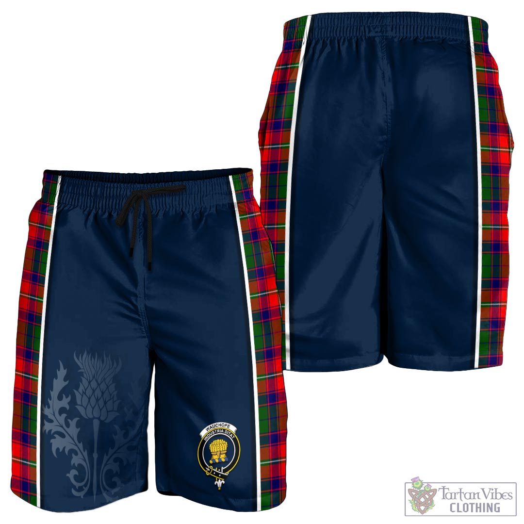 Tartan Vibes Clothing Wauchope Tartan Men's Shorts with Family Crest and Scottish Thistle Vibes Sport Style