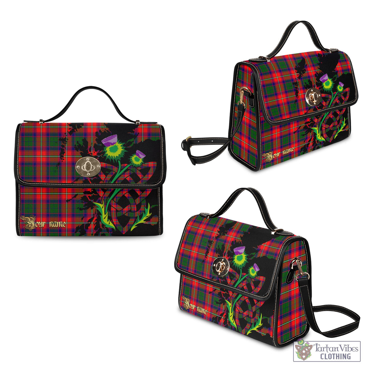 Wauchope Tartan Waterproof Canvas Bag with Scotland Map and Thistle Celtic Accents - Tartan Vibes Clothing