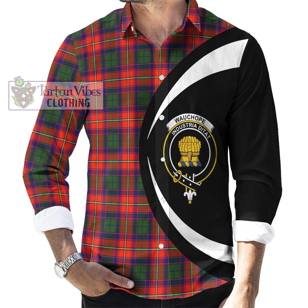 Wauchope Tartan Long Sleeve Button Up with Family Crest Circle Style - Tartan Vibes Clothing