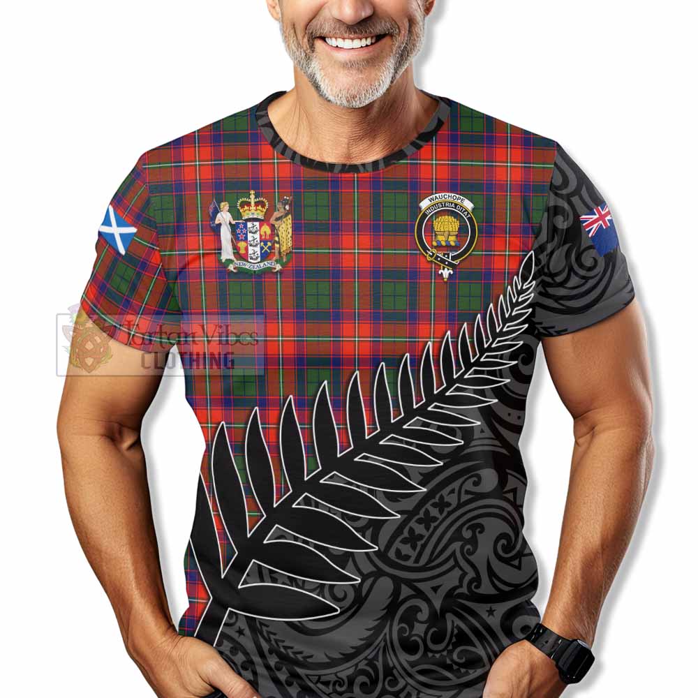 Tartan Vibes Clothing Wauchope Crest Tartan T-Shirt with New Zealand Silver Fern Half Style