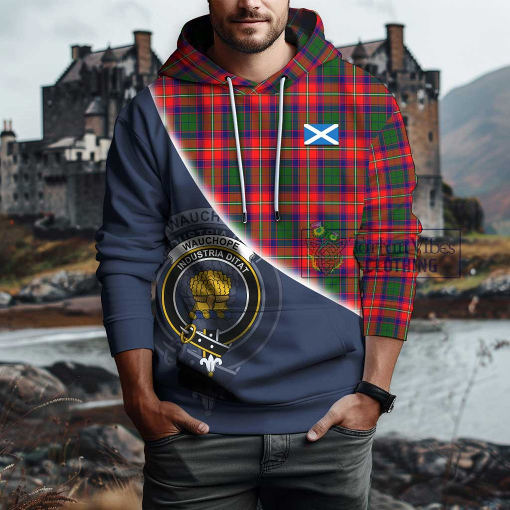 Wauchope Tartan Hoodie with Personalised National Flag and Family Crest Half Style - Tartanvibesclothing Shop