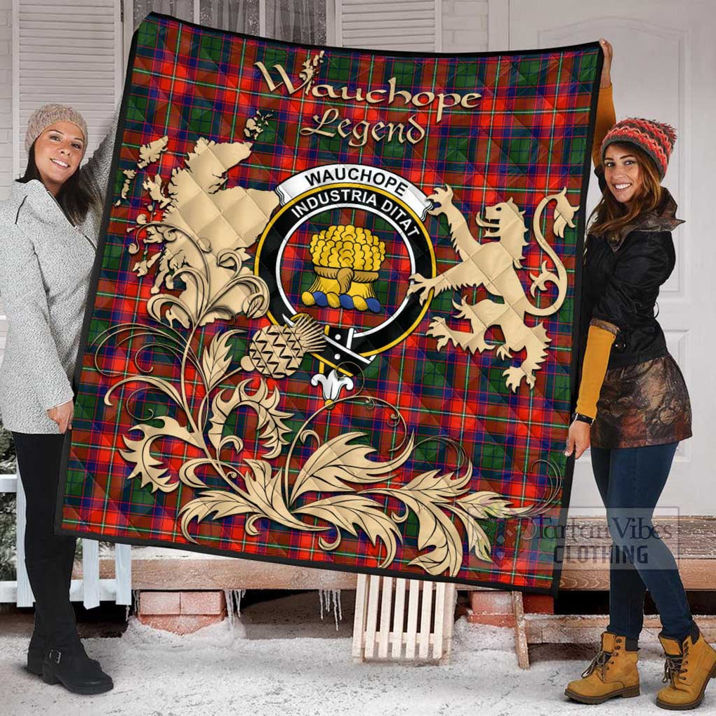 Tartan Vibes Clothing Wauchope Tartan Quilt with Family Crest and Scottish Symbol Style