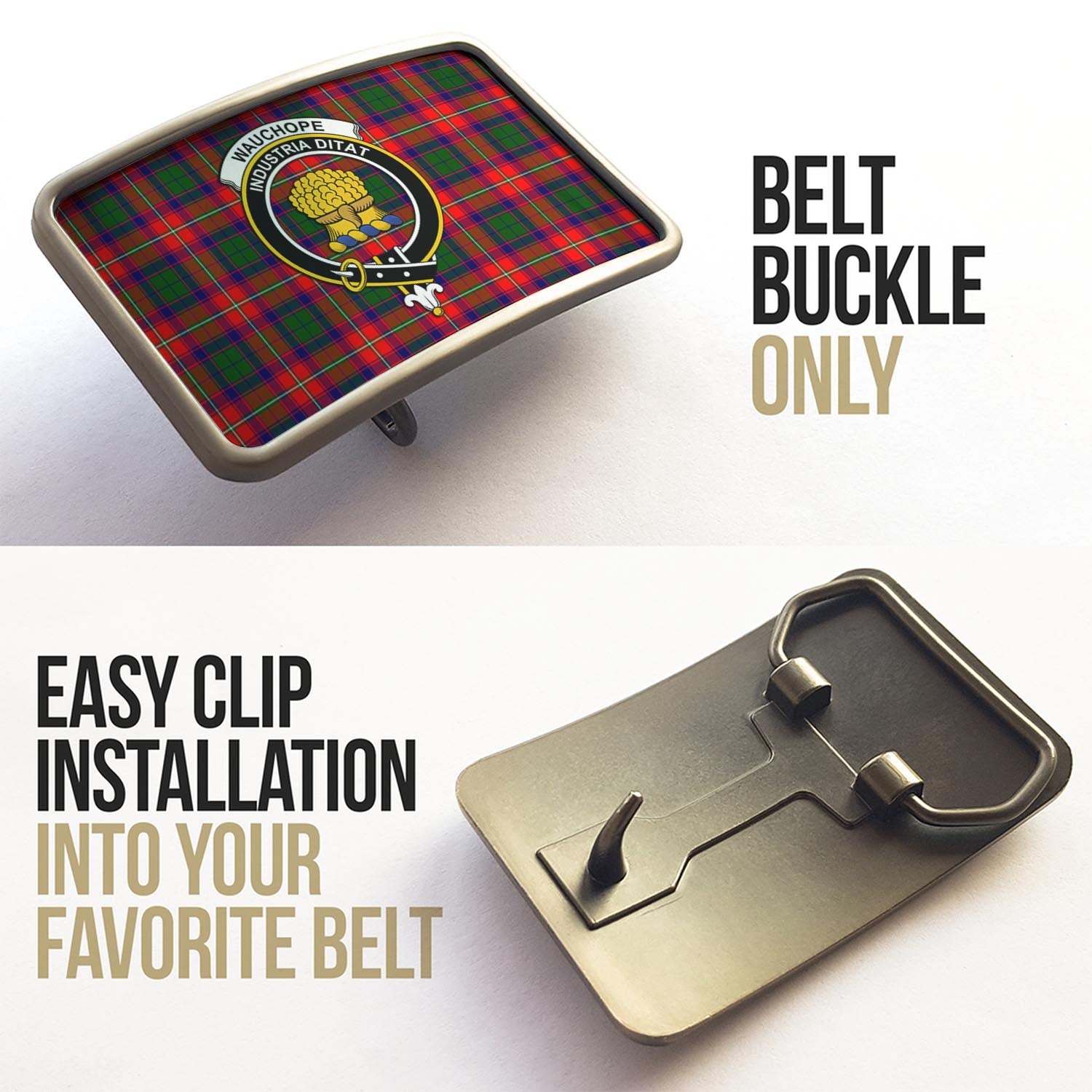 Wauchope Tartan Belt Buckles with Family Crest - Tartan Vibes Clothing